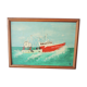 Old painting oil on wood signed: fishing boat "papy"