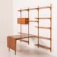 Poul Cadovius rare 3 bay wall unit with a large desk or table for Cado