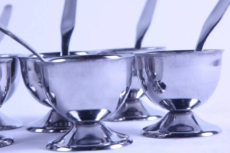 Guy Degrenne vintage metal egg cup set