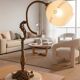 French Art Nouveau bronze and marble lamp