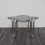 Coffee Table in Chromed Tubular Steel and Smoked Glass by Ezio Didone, 1970s