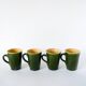 Set of 4 green mugs in glazed stoneware, ceramic, 1970