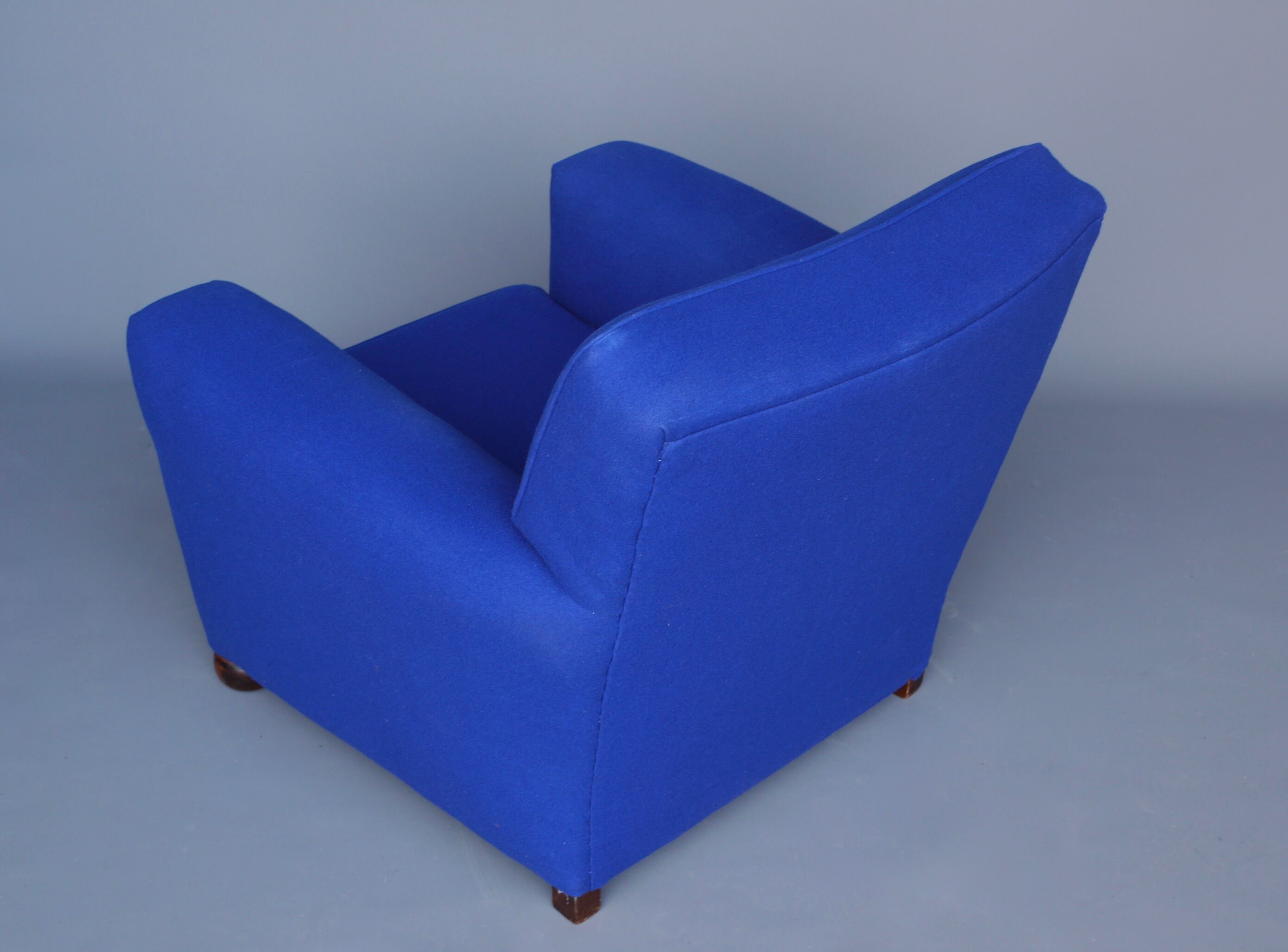 Royal blue wool club chair armchair. 1930s