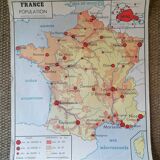 Old Rossignol Scolaire poster: La France - Départements et Population.