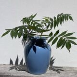 Vase balustre en céramique bleu uni minimaliste