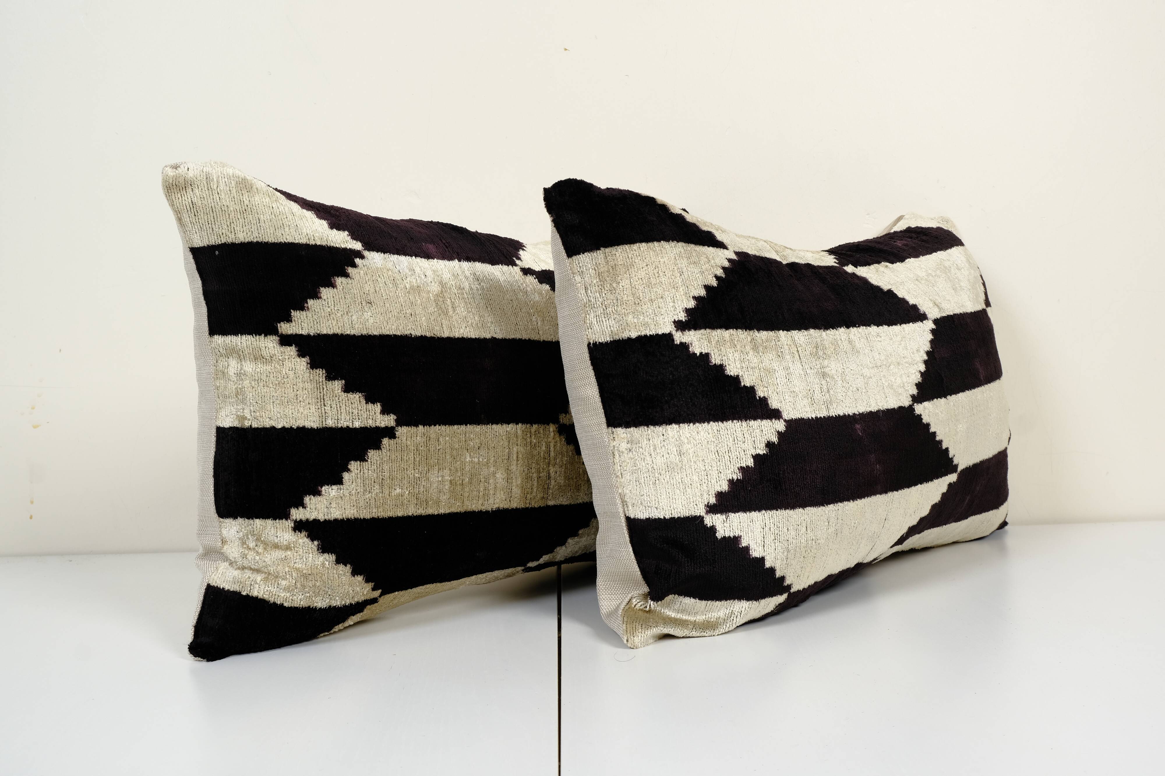 Set of two ikat velvet pillows