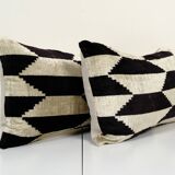 Set of two ikat velvet pillows