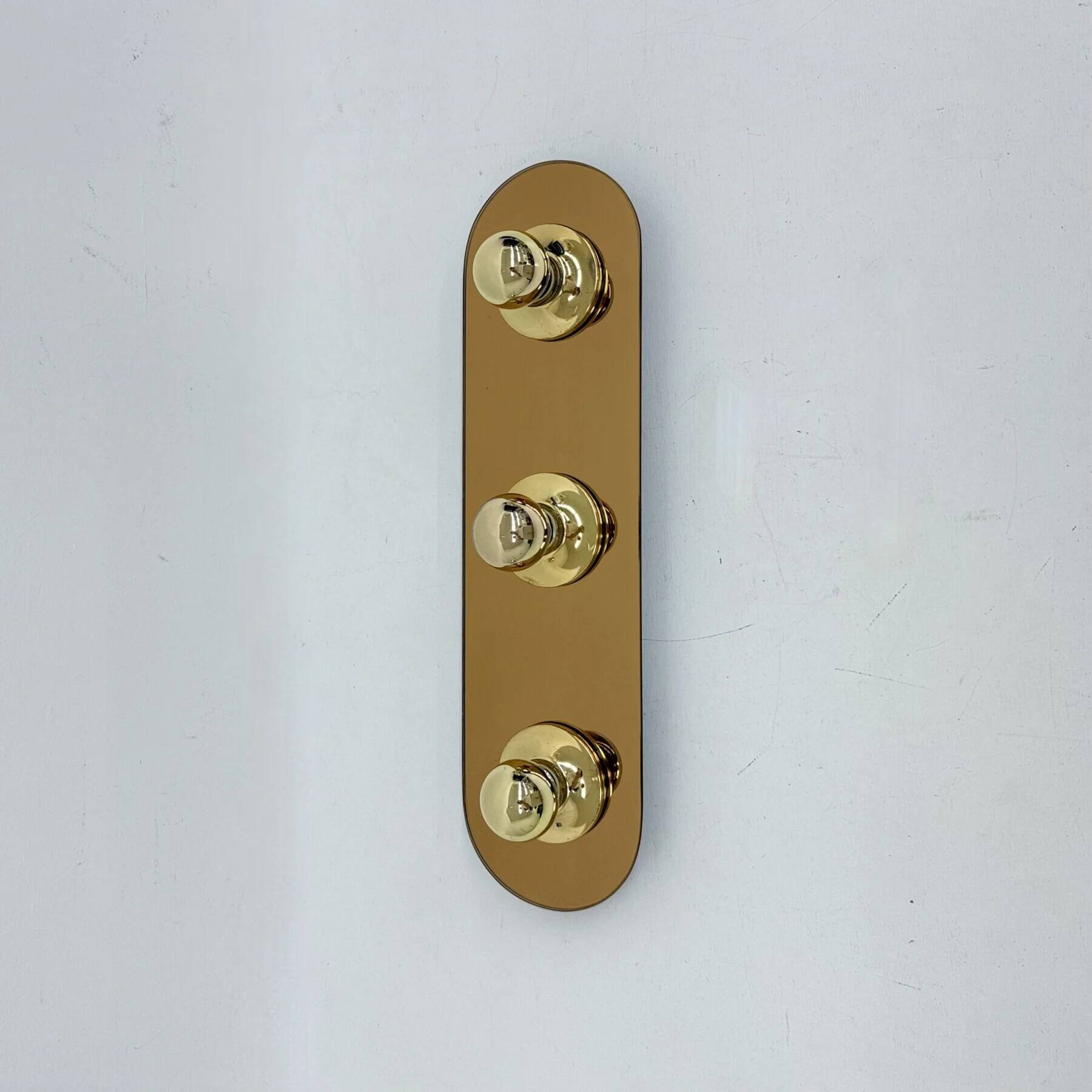 Vintage pop art space age bronze mirrored wall lamp, Eglo, Germany, 1980s