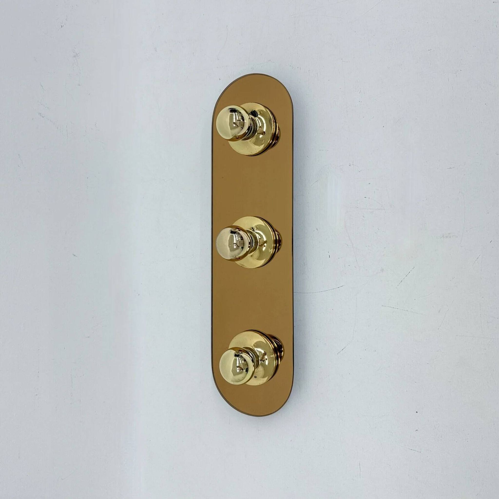 Vintage pop art space age bronze mirrored wall lamp, Eglo, Germany, 1980s