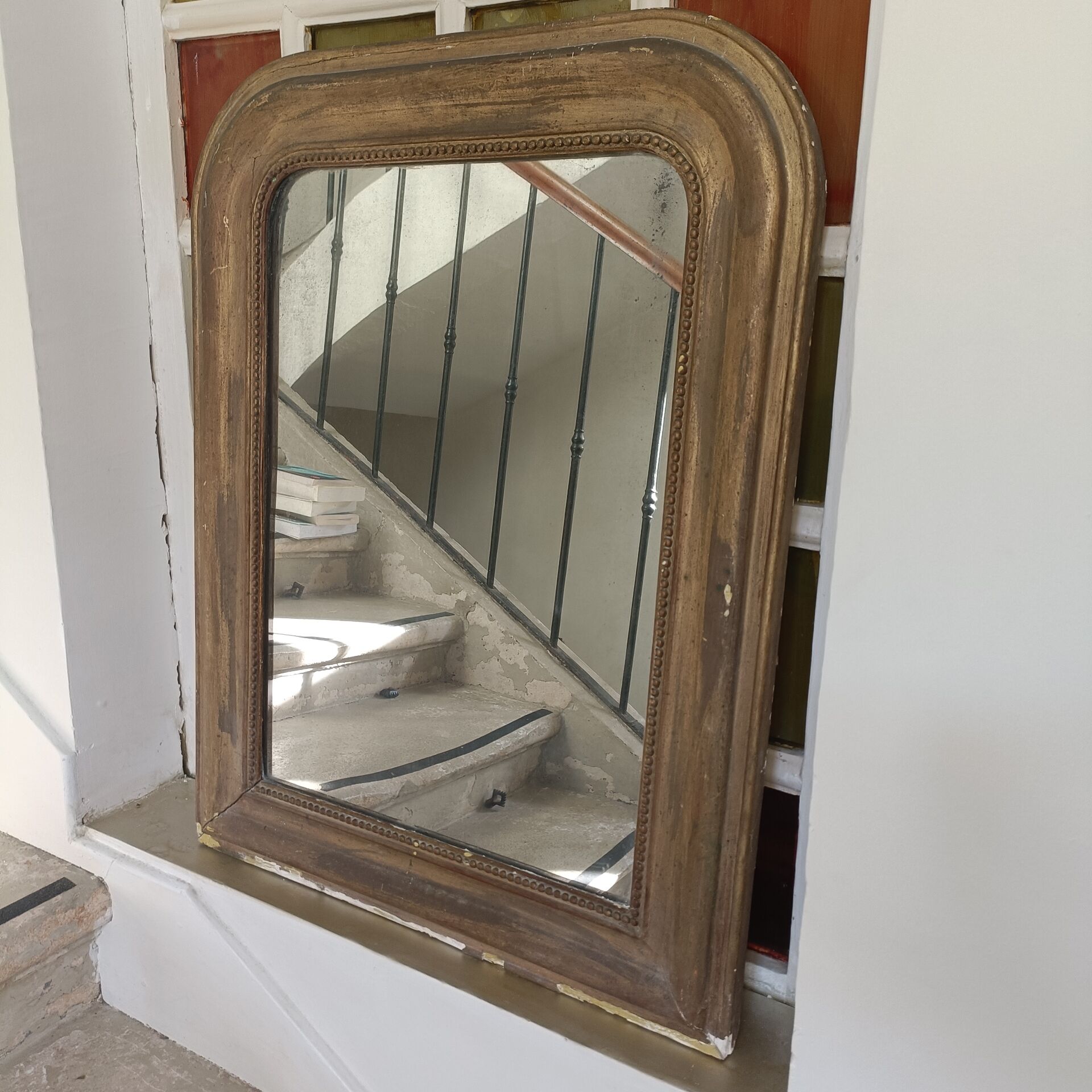 Louis Philippe gilded and pearl mirror