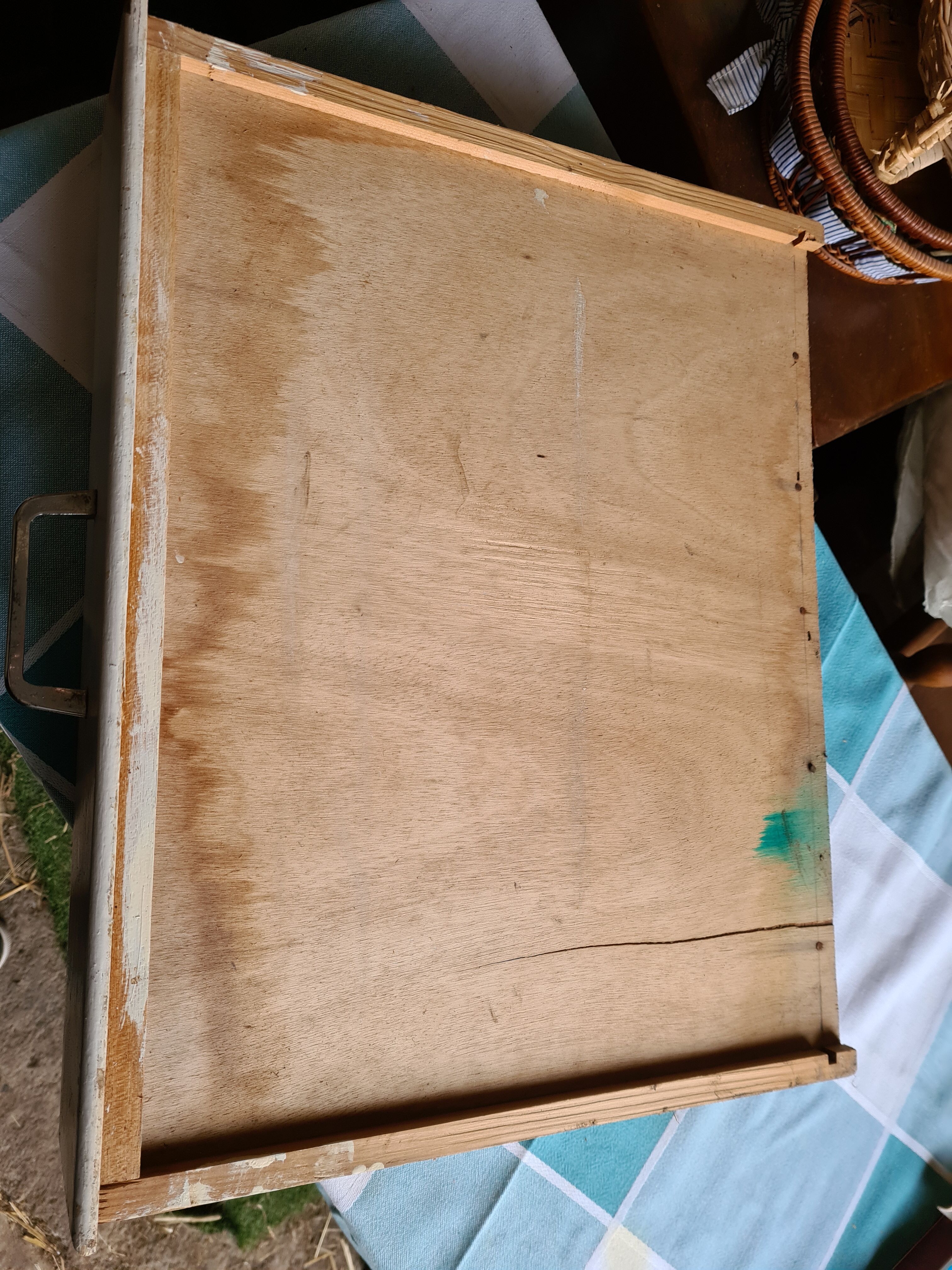 Old two compartment drawer