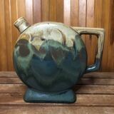 Old beige & green ceramic bottle + vintage handle