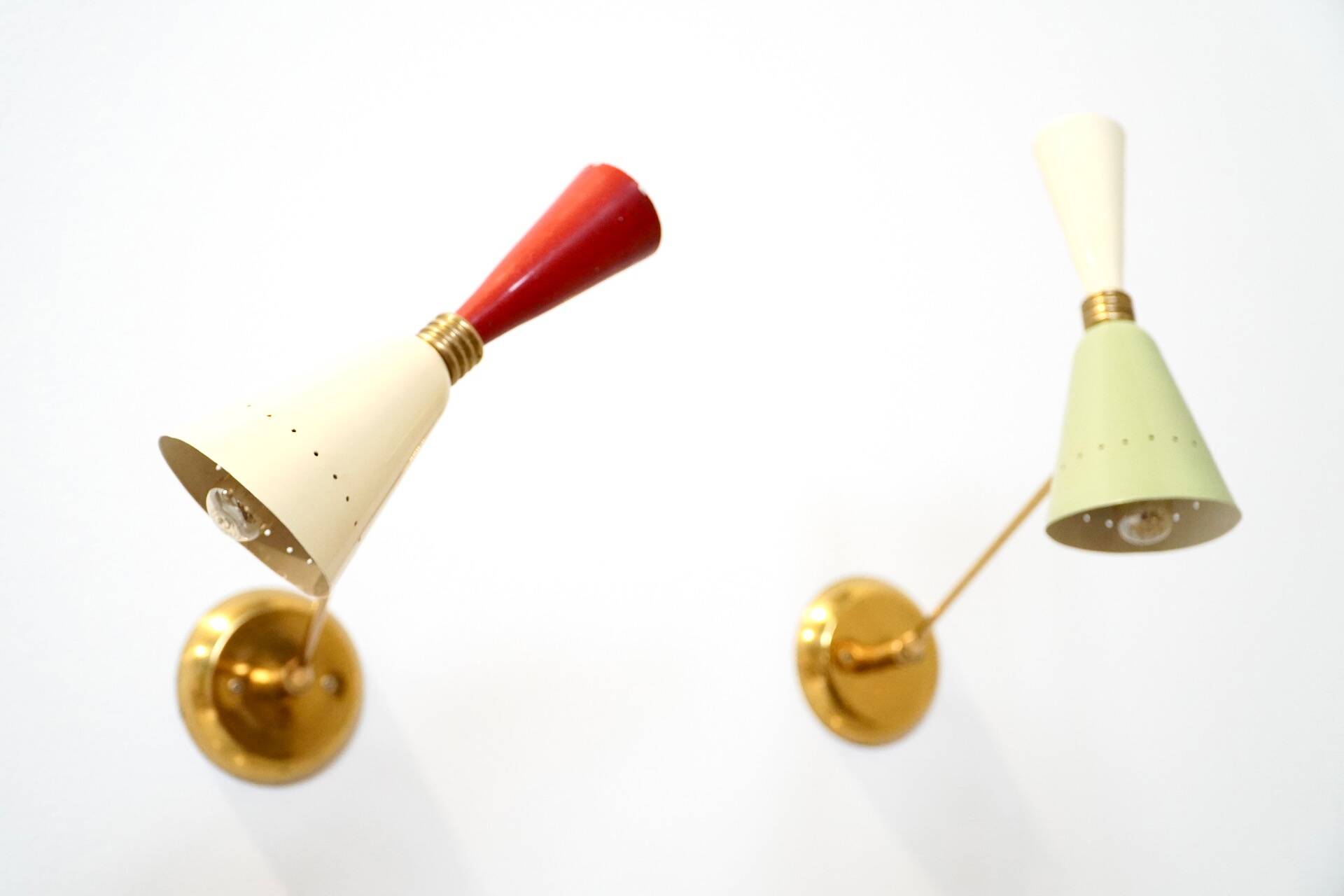 Stilnovo, Pair of Italian Diabolo Wall Sconces