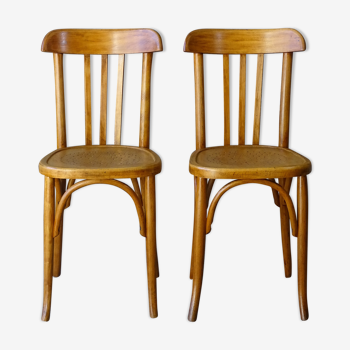 Lot de 2 chaises Fischel bistrot 1935 assise étoile