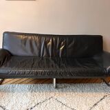 Black leather sofa designed by Johan Bertil Häggström