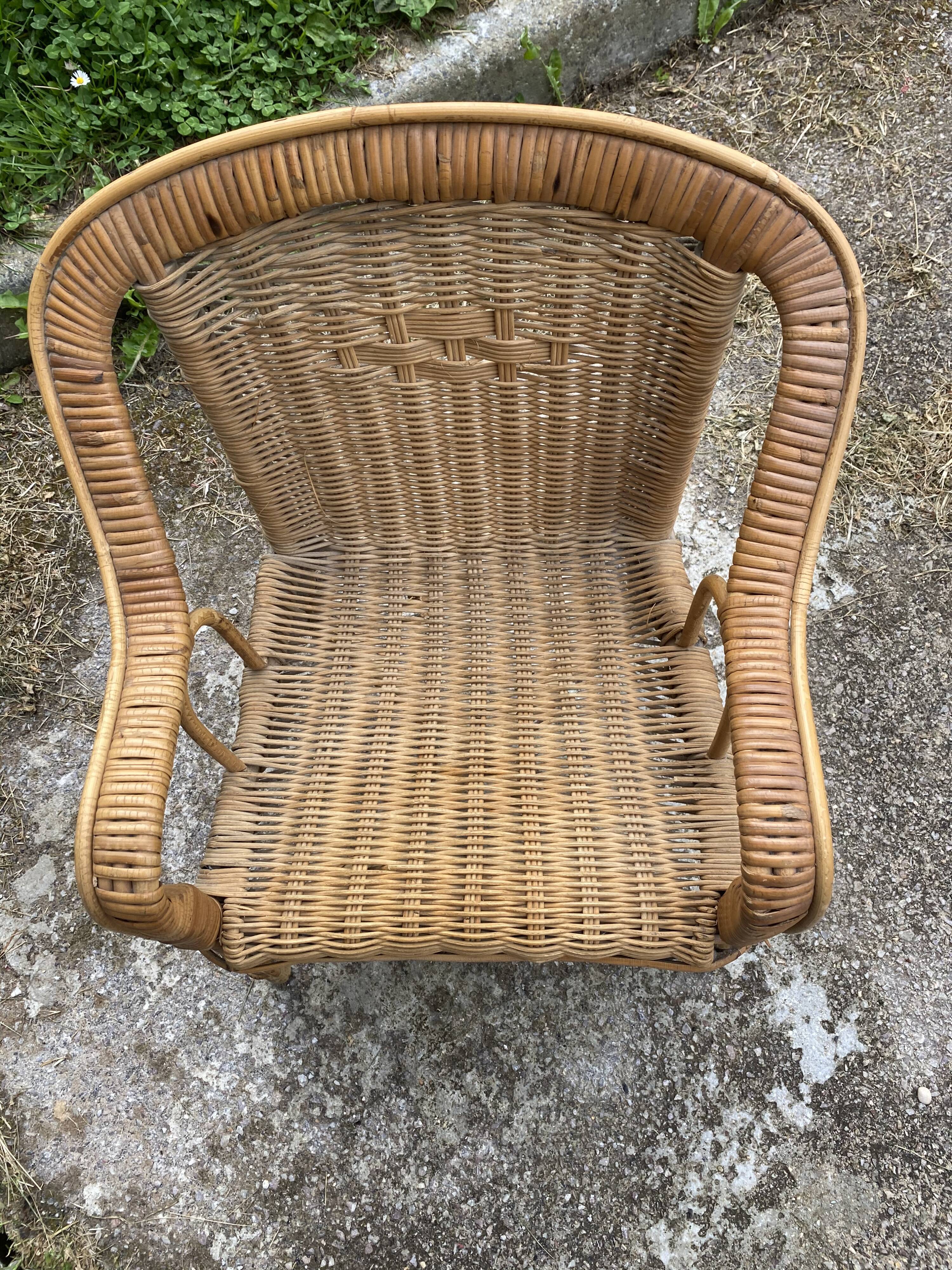 Fauteuil en rotin vintage