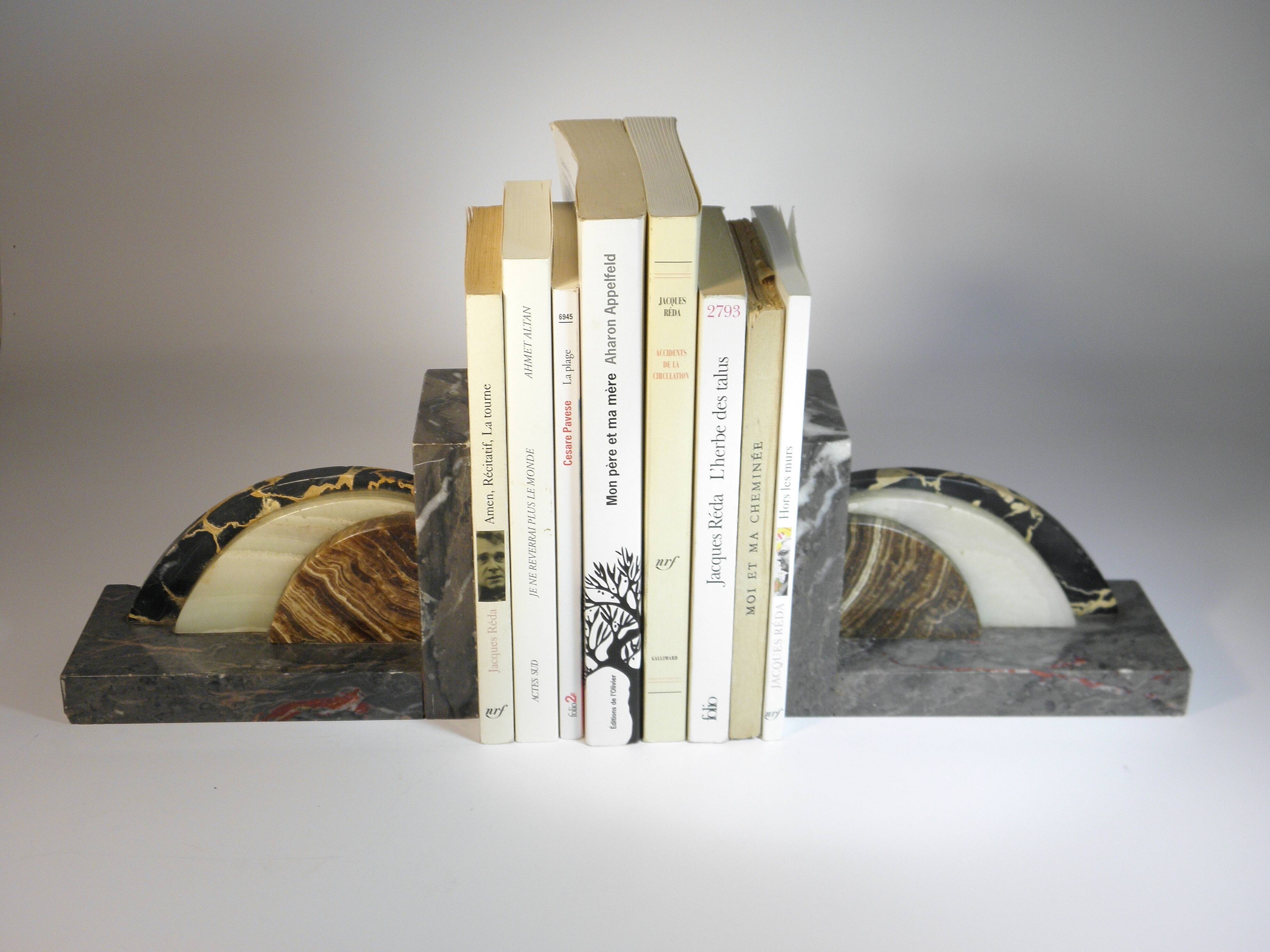 Marble and onyx bookends