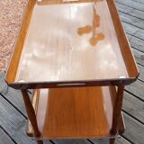 SERVING TROLLEY BAR TABLE ON WHEELS VINTAGE 2 TRAYS