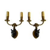 Paire d'appliques bronze