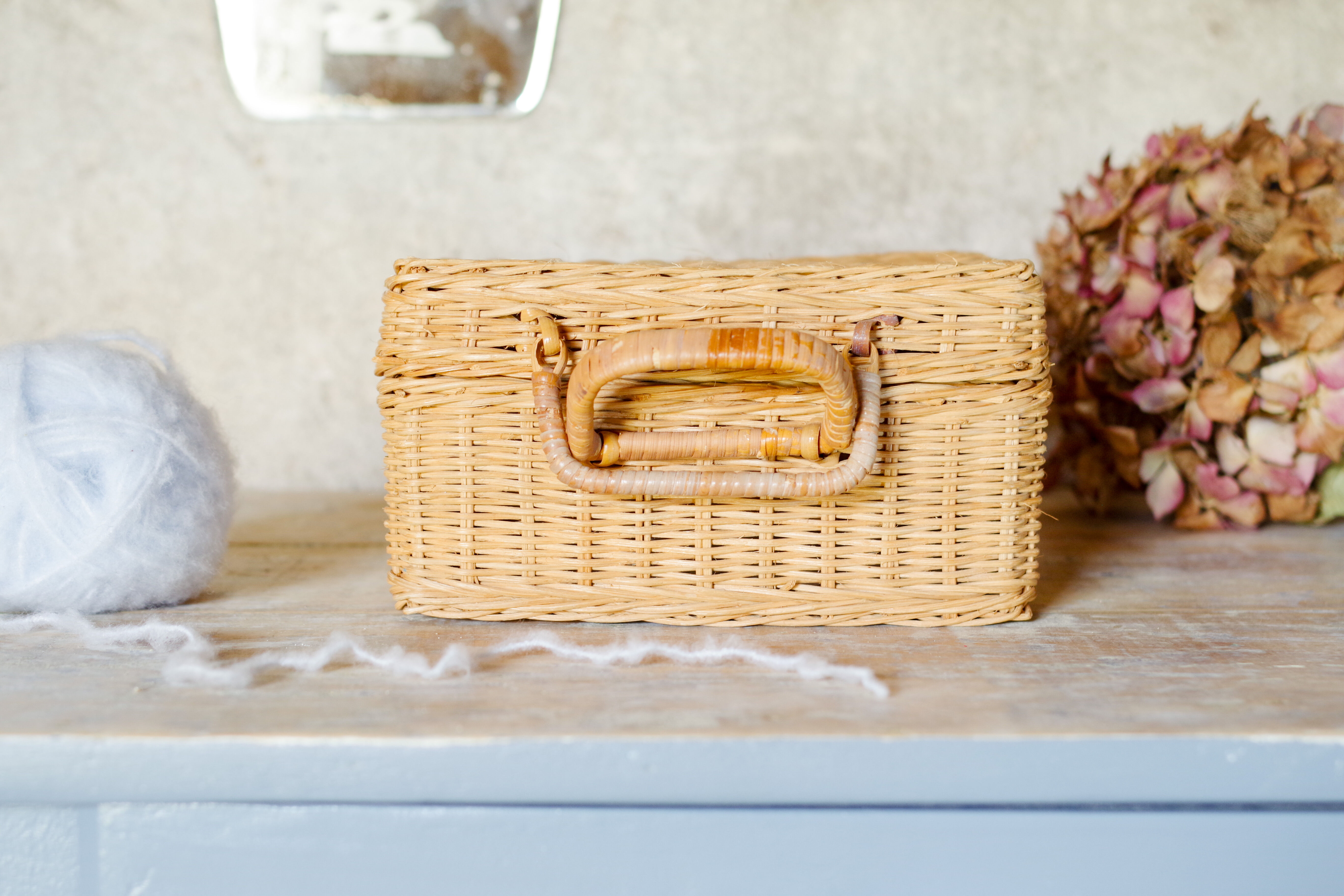 Suitcase Trunk chest rattan vintage 60s Bohemian old retro Wicker