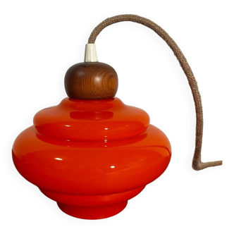 Vintage orange opaline glass pendant light