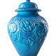 French art deco pottery turquoise vase and cover