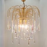 Lustre en verre de Murano et laiton Waterfall, Italie, années 1970