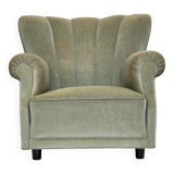 1970s, Danish relax armchair, light green furniture velour