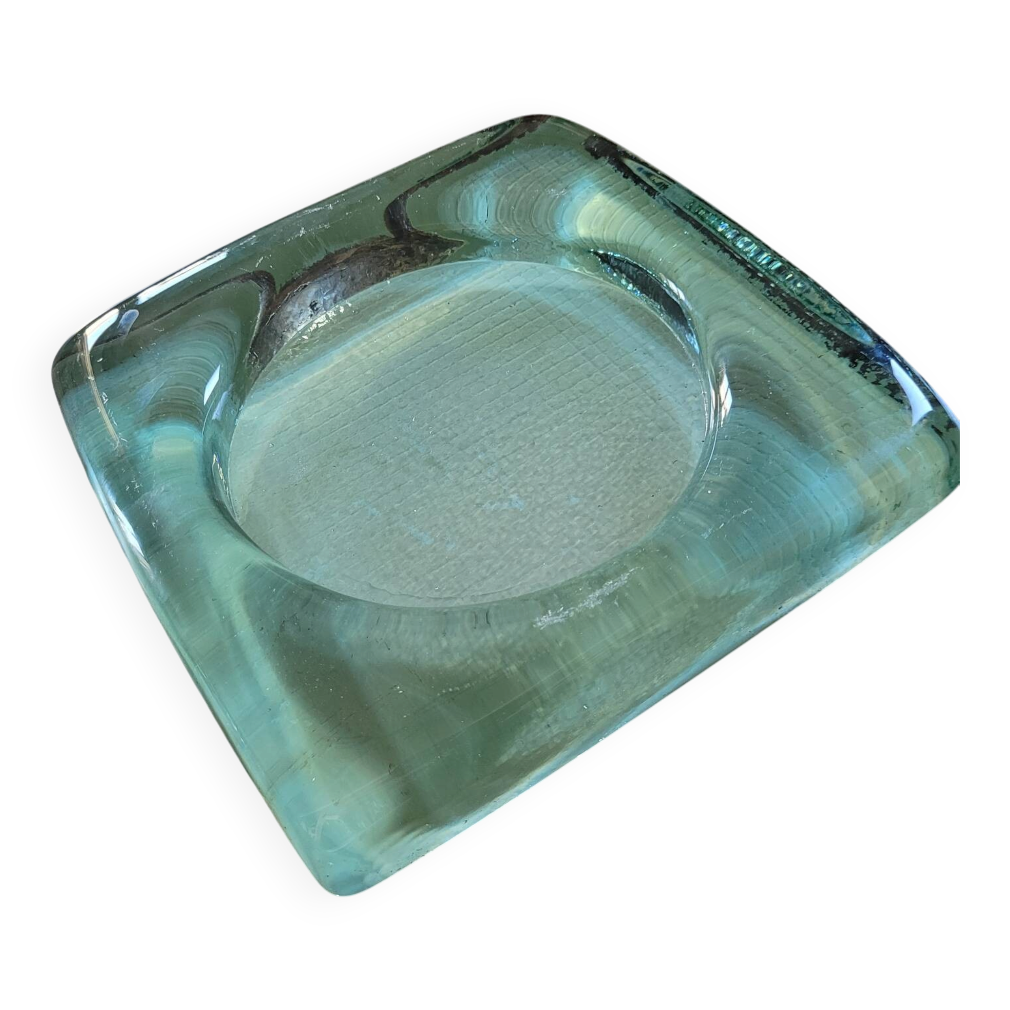 Brutalist Ashtray in Glass Block by La Rochère - Circa 1970