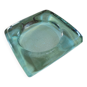 Brutalist Ashtray in Glass Block by La Rochère - Circa 1970