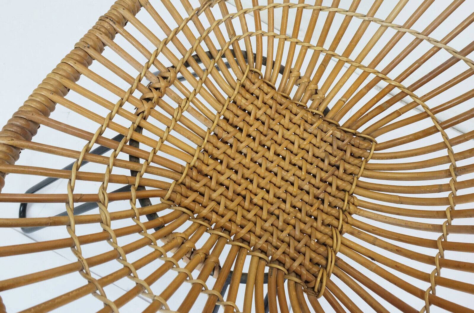 1960s mid century armchair bamboo wicker with hairpin legs