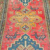 Tapis d'orient fait main de couloir caucasien ancien Kazak  3,09 x 1,52 m