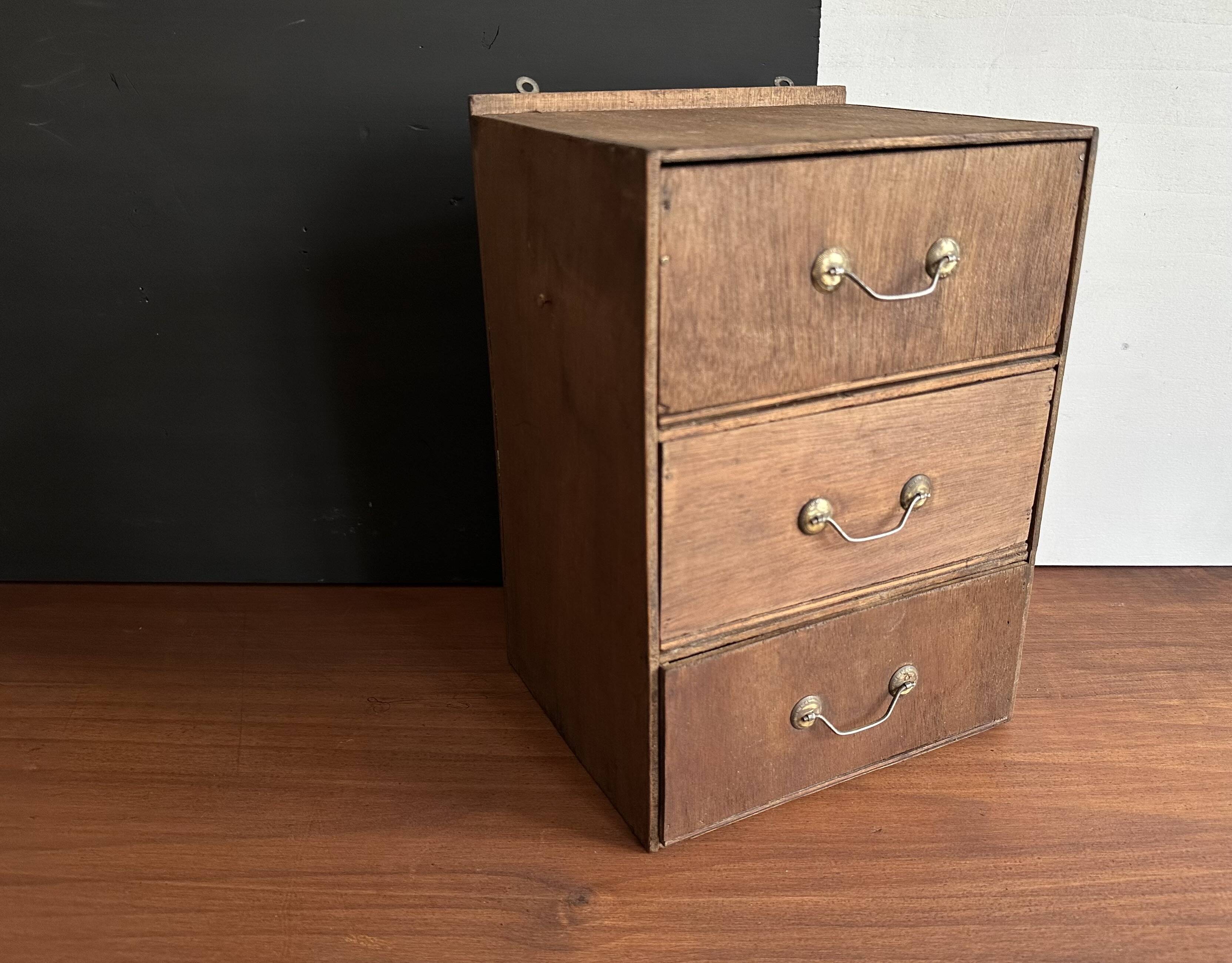 Small antique wooden drawer unit with floral painting, 1900.