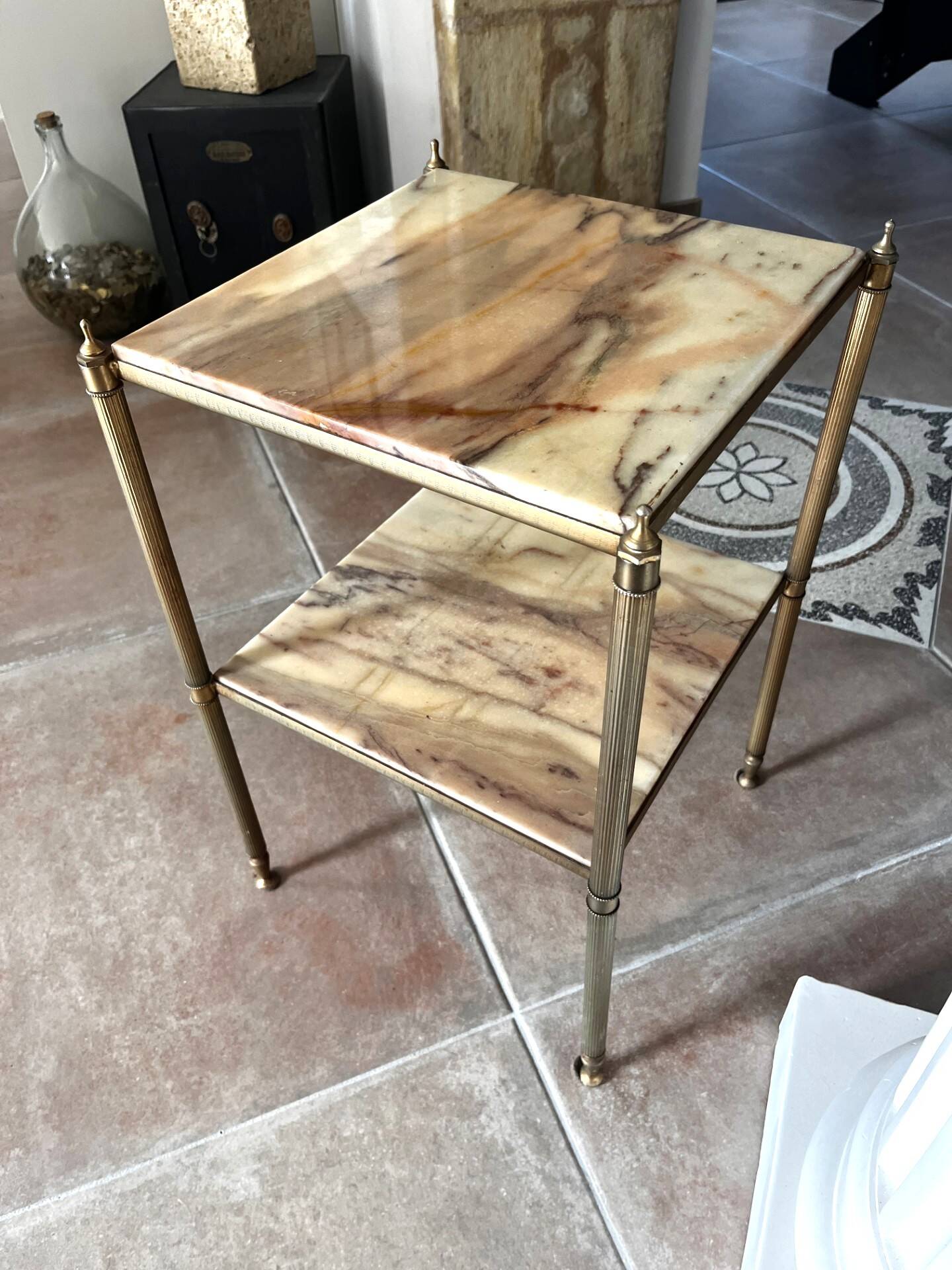 Marble and brass pedestal