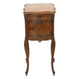 Table de chevet ancienne bombée en marbre Louis XV fin XIXe siècle