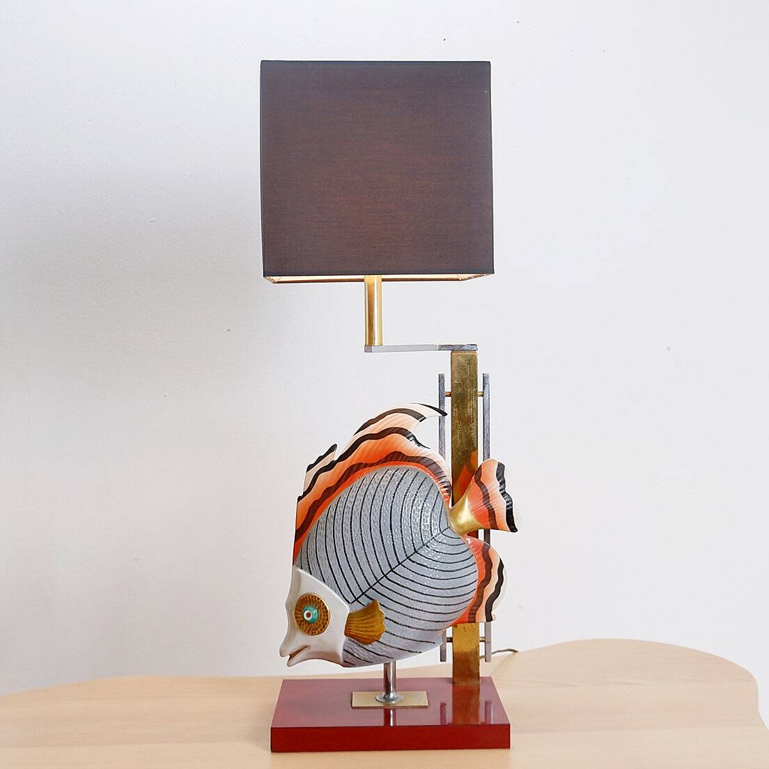 Giulia Mangani for Oggetti Porcelain Sculpture of Fish table Lamp