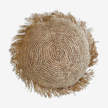 Coussin Boho rond en raphia D50cm