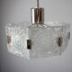 Suspension en verre taillé de Kamenický Šenov et chrome des années 1970 en Tchécoslovaquie