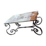 Table basse fer forge dessus marbre