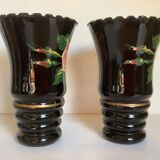 Paire de vases Napoléon III opaline noire