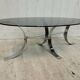 Table basse vintage chrome et verre fumé