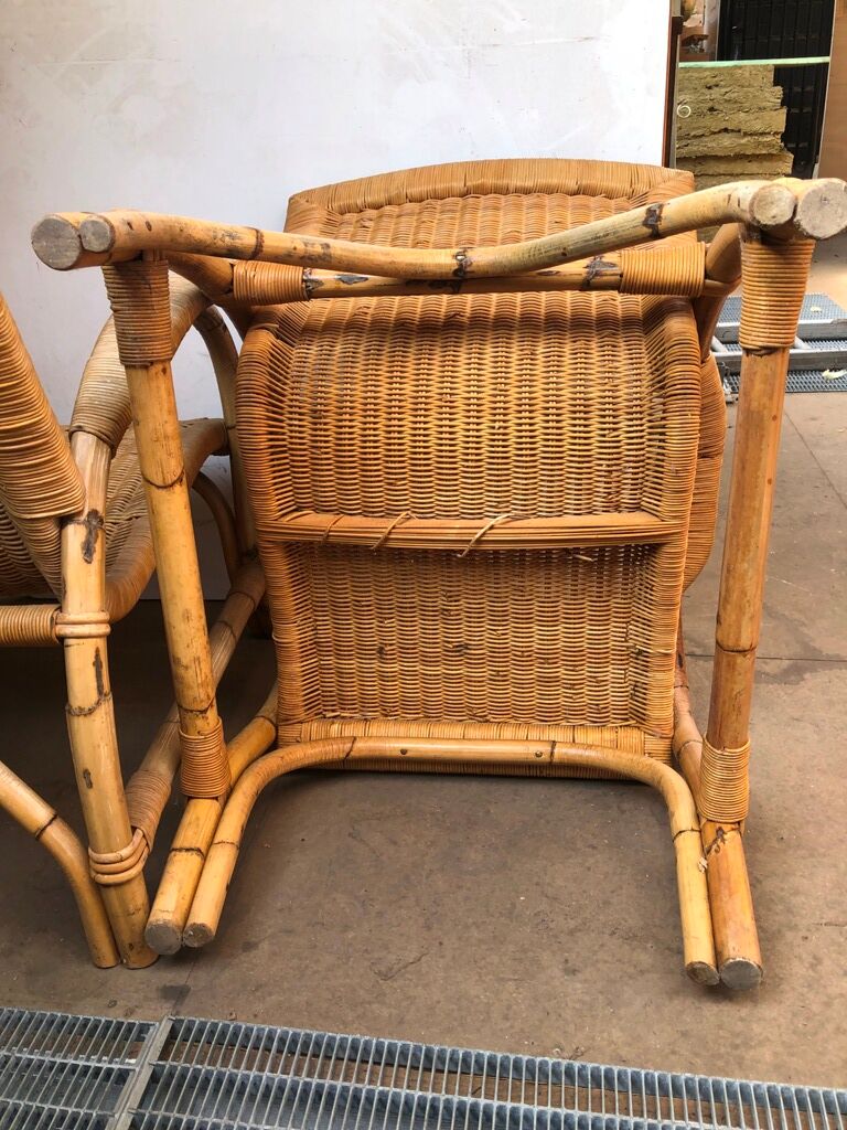 2 rattan armchair from the 50s arco