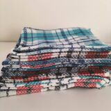 Ensemble de 12 serviettes vintage à carreaux – Rouge et turquoise