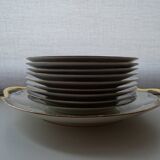 Dessert service porcelain Limoges Union Art Deco 9 people