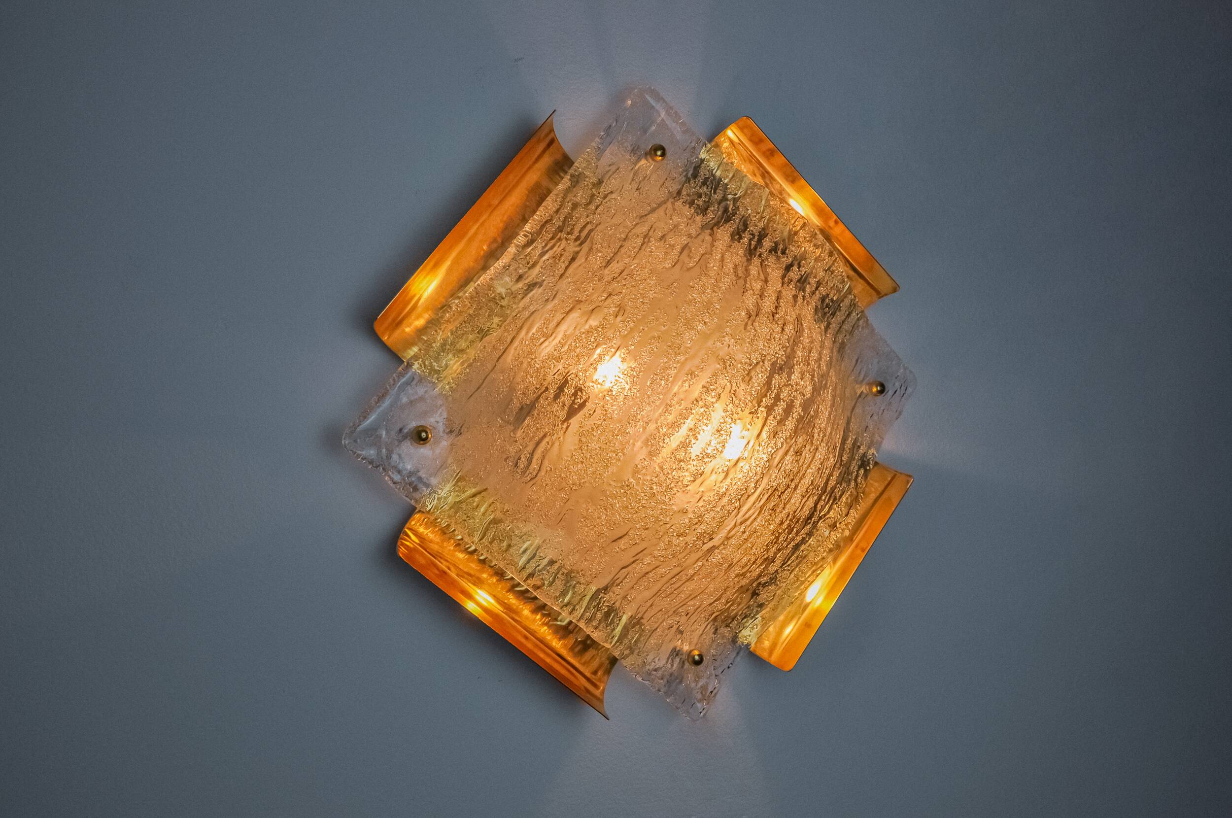 XXL frosted wall lamp by Kalmar, Murano glass, Austria, 1970