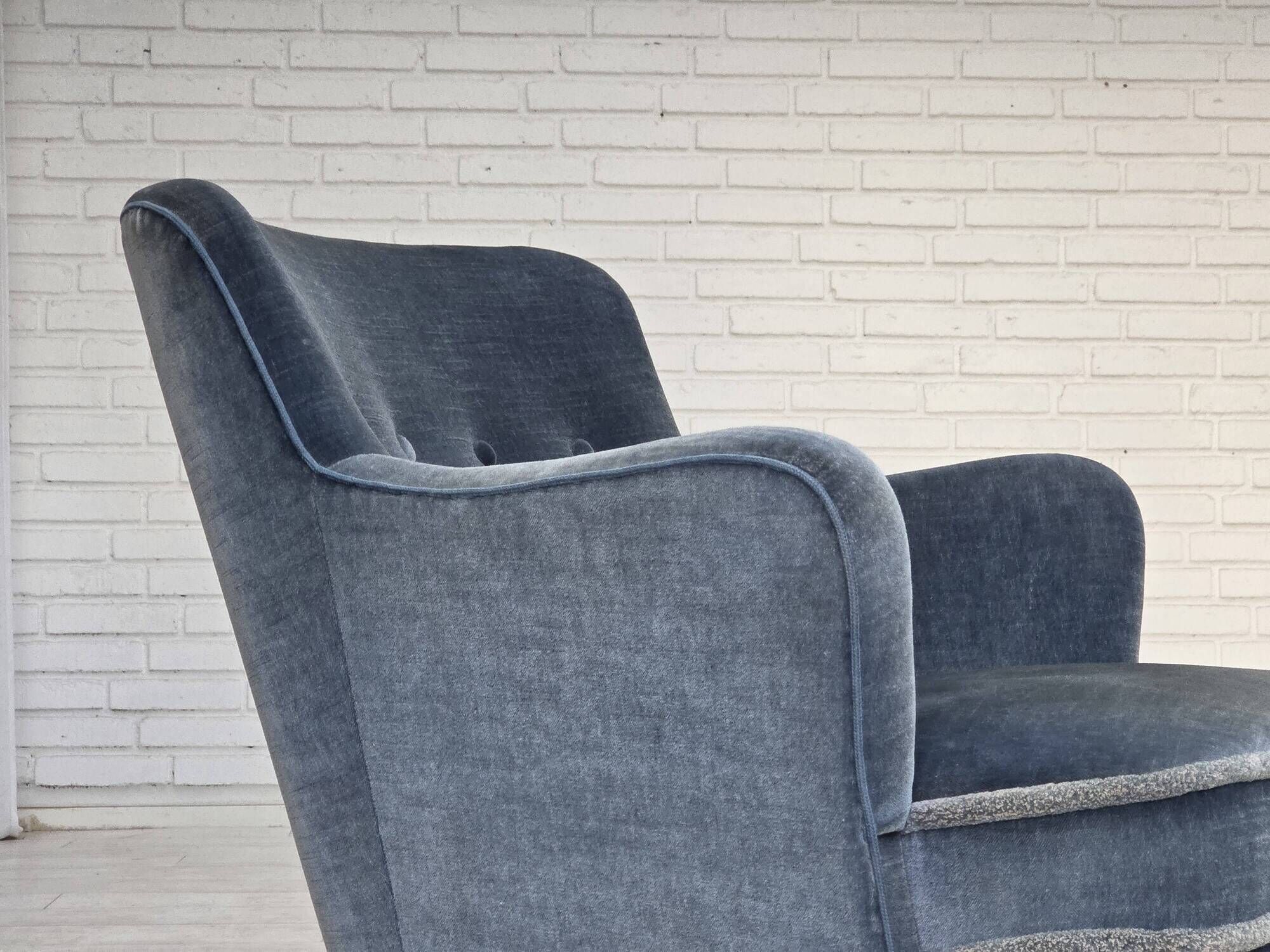 1970s, Danish armchair, furniture velour, beech wood.