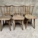 Series Set of 6 old rustic Western bistro chairs in original patina wood
