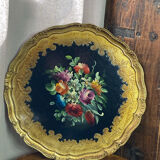 Round painted wooden platter