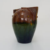 Vase in flamed stoneware with Rambervillers style ear. Signed