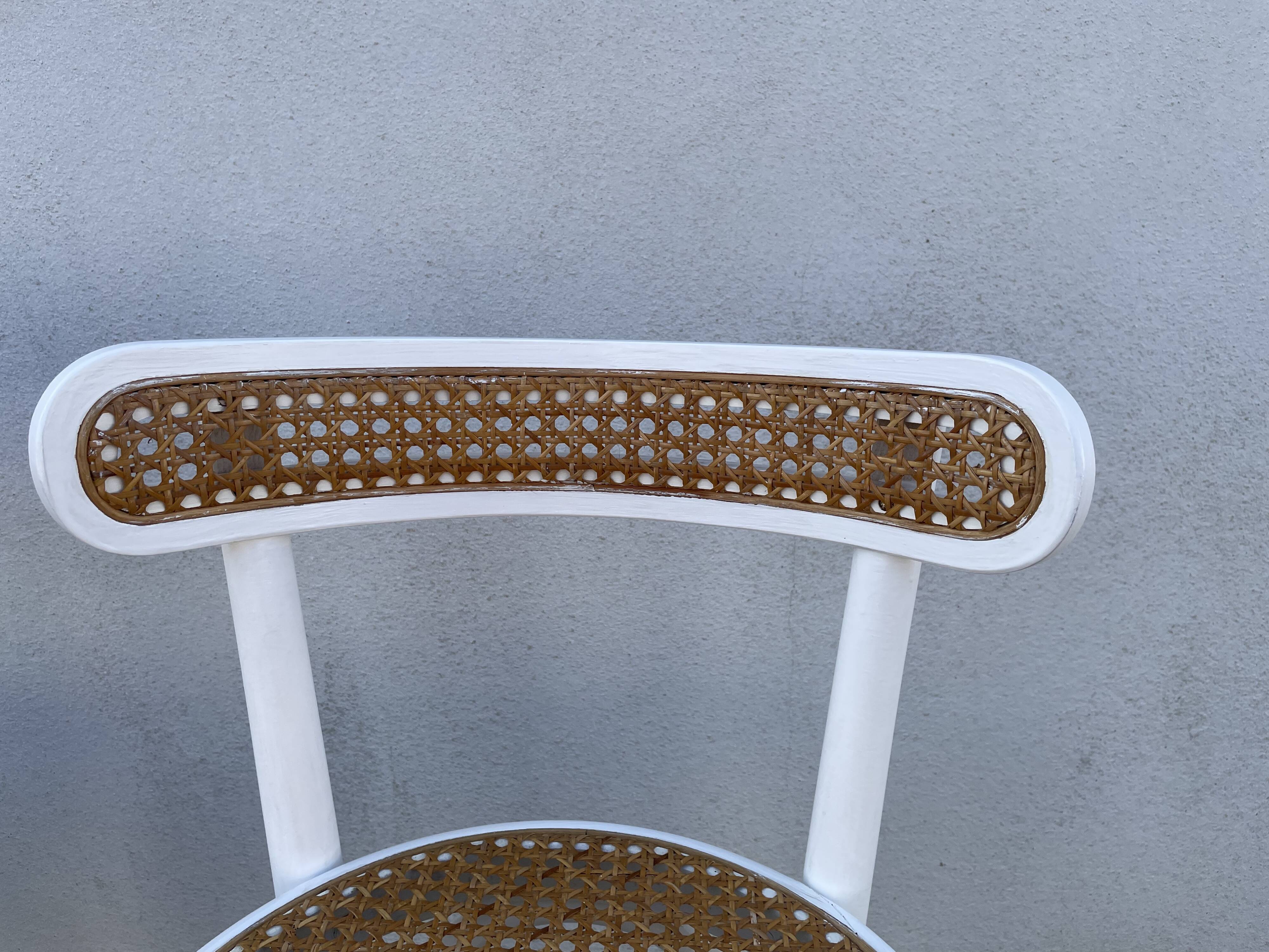 High stools in cane and curved wood 1970-1980